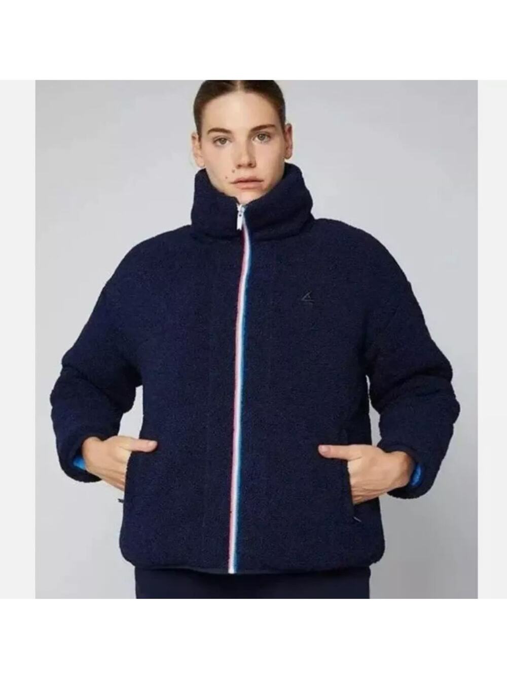 Fourlaps Polar Quilted Reversible Unisex Navy Blue Sherpa Jacket - Size S - NWT